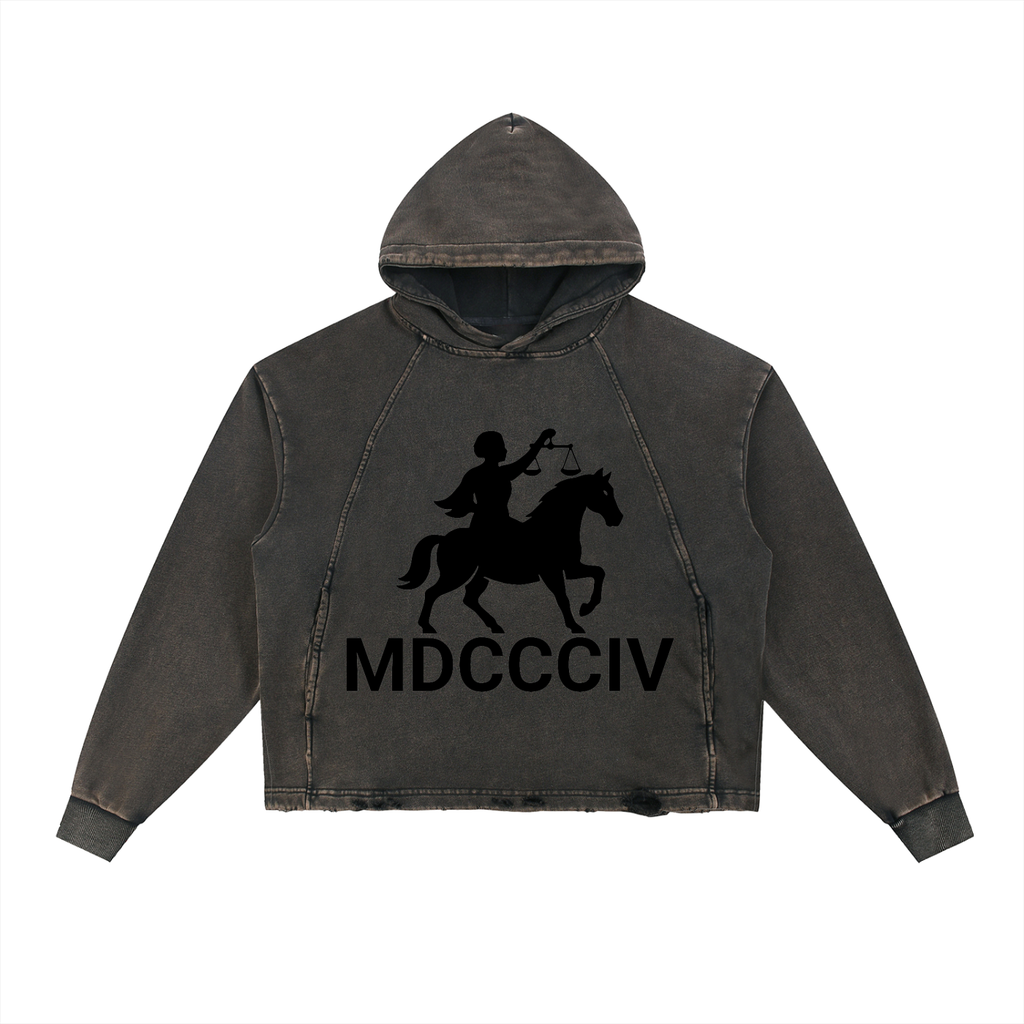 1804 Vintage Washed Frayed-Hem Hoodie