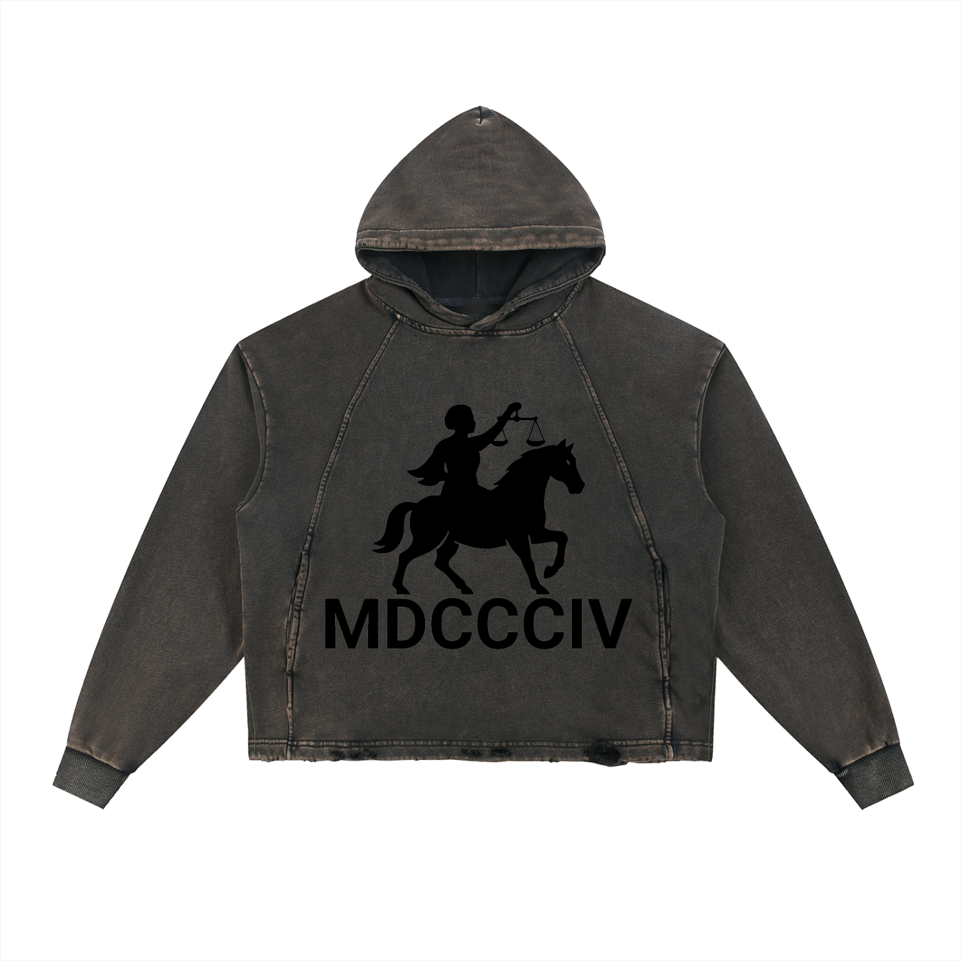 1804 Vintage Washed Frayed-Hem Hoodie
