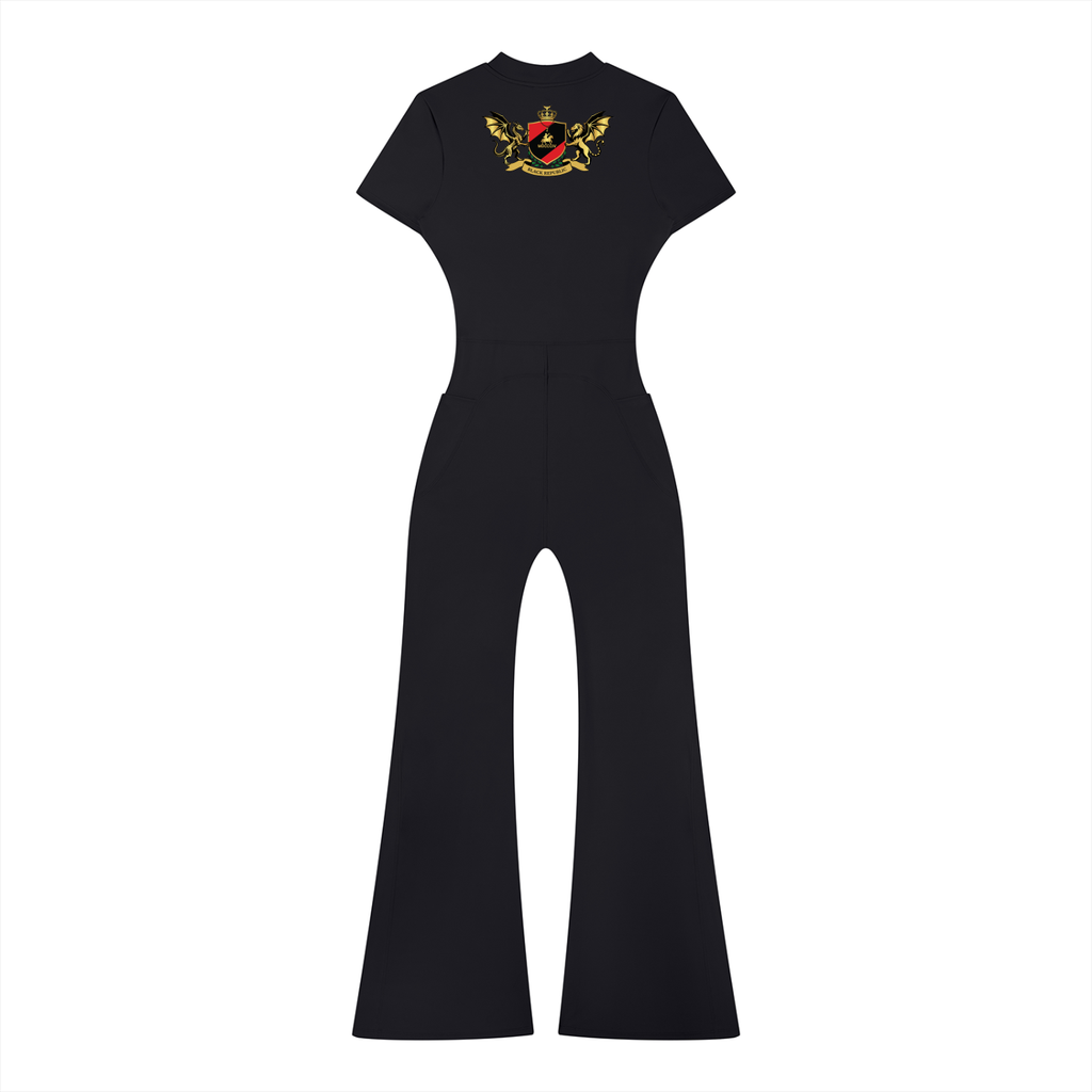 Women’s Tight Flared Leg Quarter-Zip Jumpsuit