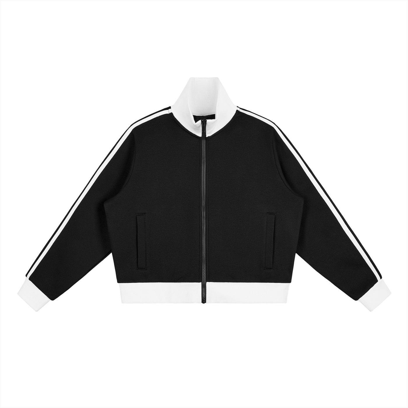 1804 Stripe Fleece Cropped Track Jacket