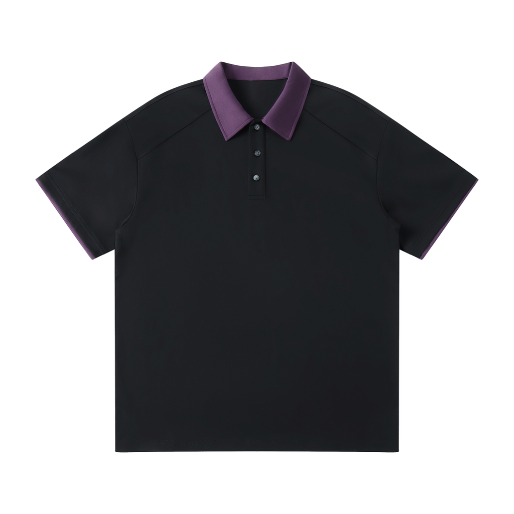 Contrast Collar Raglan Polo Shirt Tee
