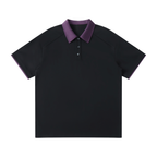 Contrast Collar Raglan Polo Shirt Tee