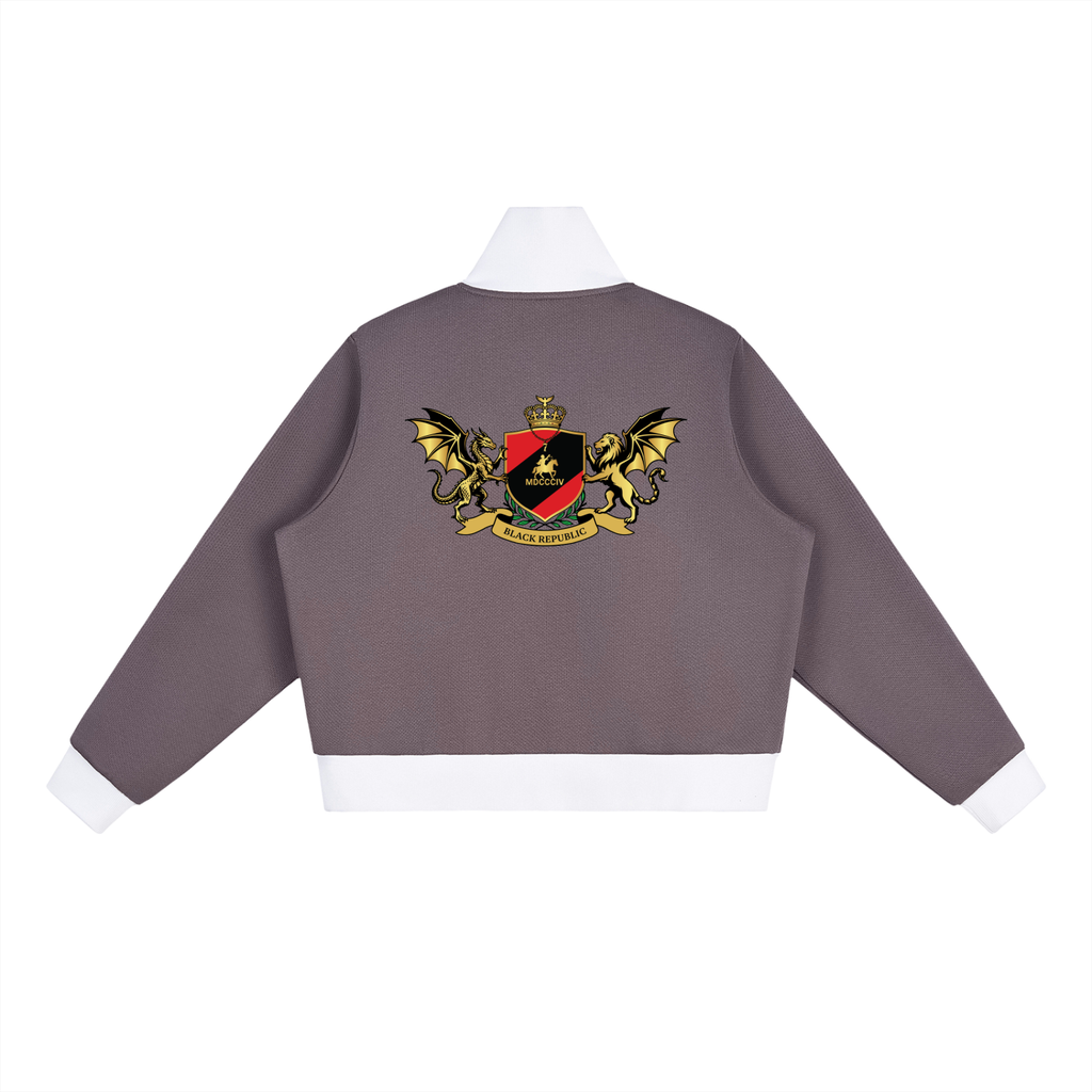 1804 Stripe Fleece Cropped Track Jacket