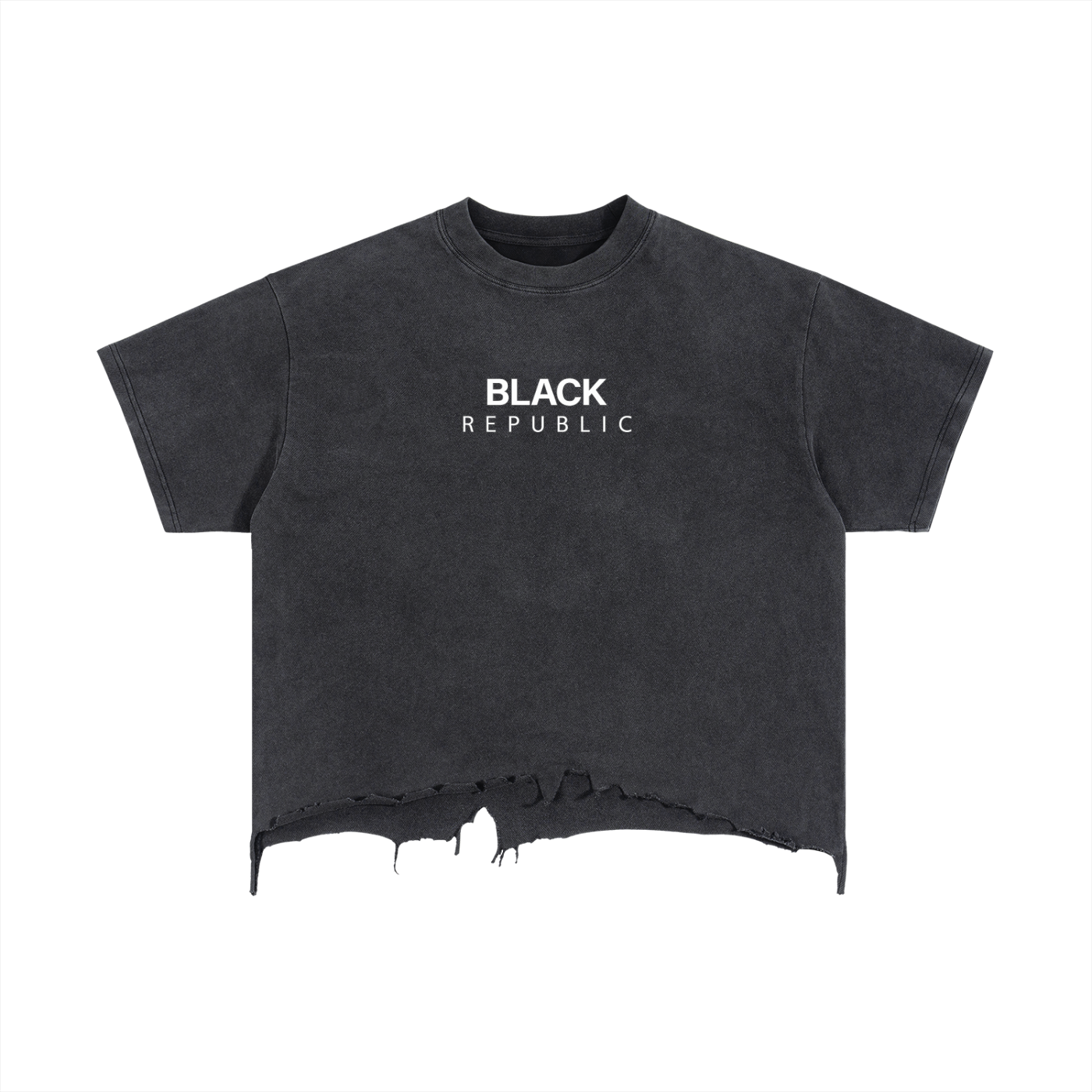 Vintage Wash Boxy Distressed Hem Tee