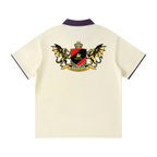 Contrast Collar Raglan Polo Shirt Tee