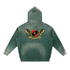 Vintage Washed Frayed Fleece Hoodie