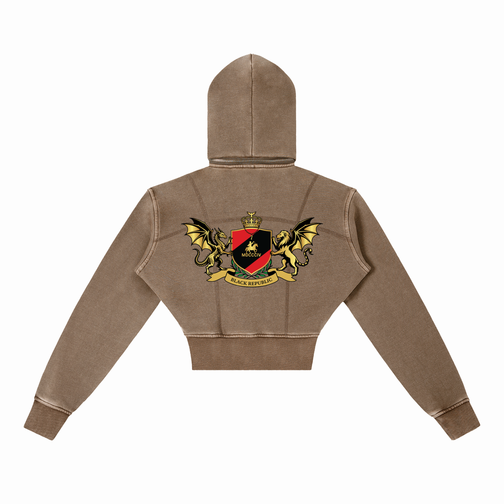 1804 Vintage Washed Cropped Fleece Hoodie