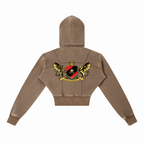 1804 Vintage Washed Cropped Fleece Hoodie