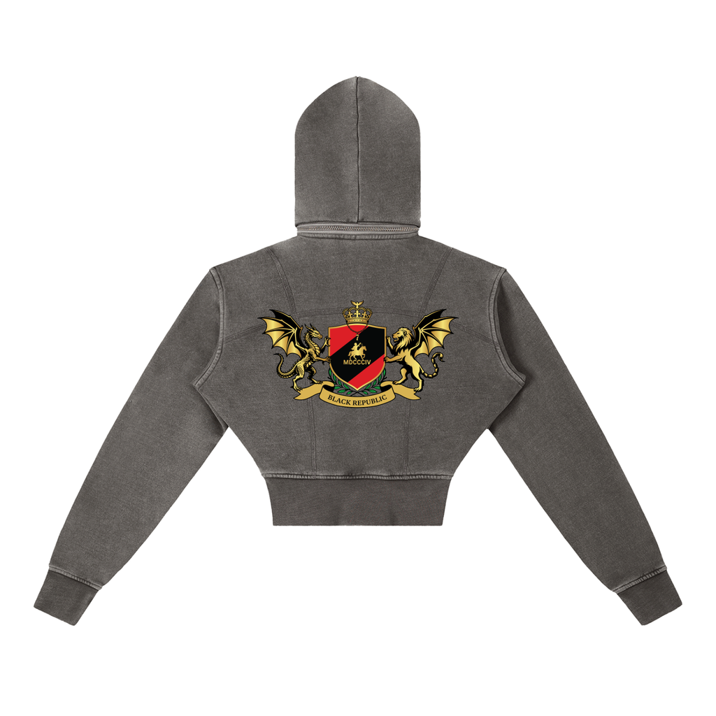 1804 Vintage Washed Cropped Fleece Hoodie