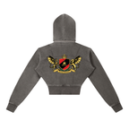 1804 Vintage Washed Cropped Fleece Hoodie