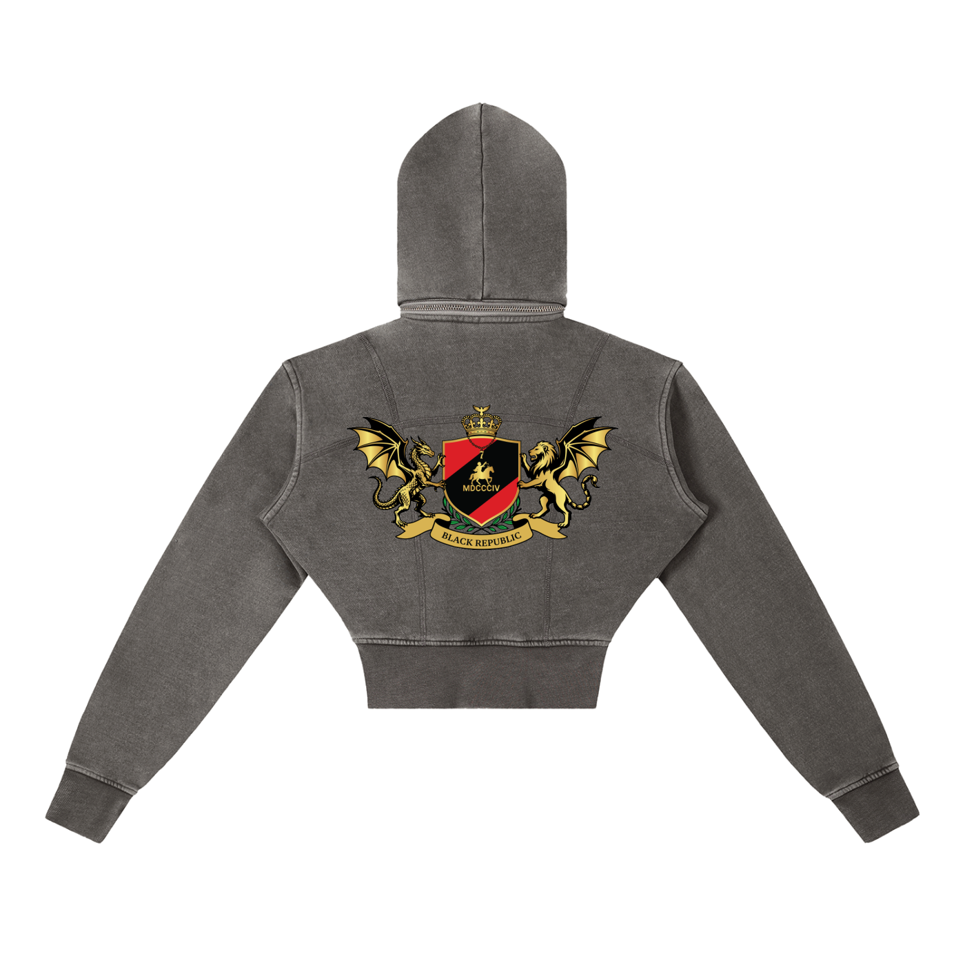 1804 Vintage Washed Cropped Fleece Hoodie